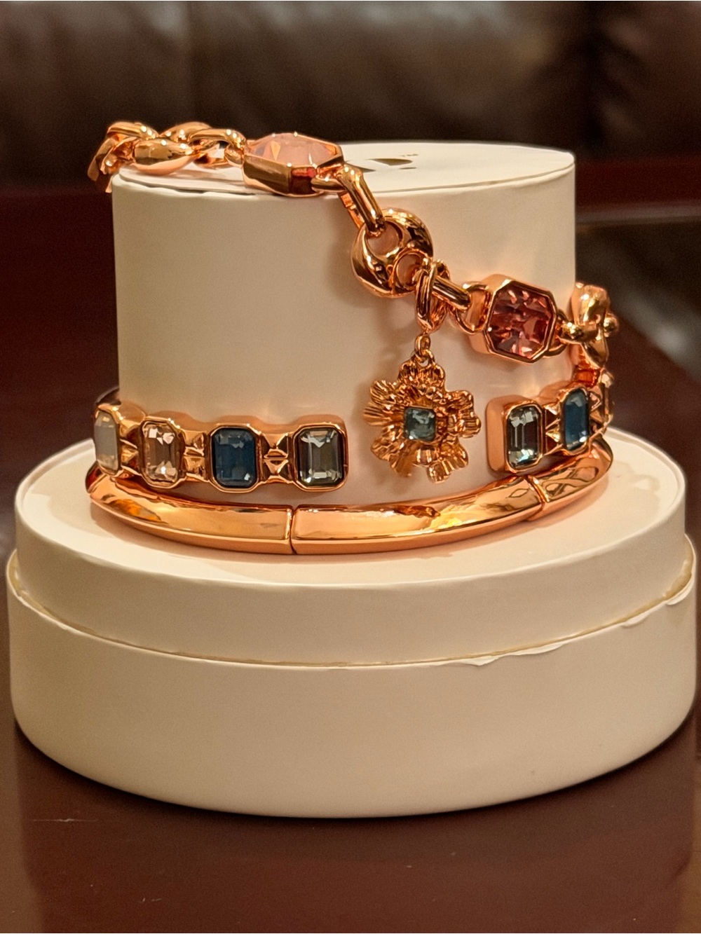 Bomb Party NWT! “Dreamer’s Luck” Rose Gold Crystal Flower Charm Bracelet